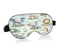Masque de sommeil doux et rafraîchissant avec motif animaux africains, avec sangle élastique, idéal pour dormir, idéal pour les voyages et les activités de nuit.
