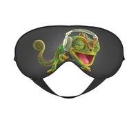 Masque de sommeil doux et respirant avec imprimé caméléon pour écouter de la musique, blocage de la lumière, sangle réglable, masque de sommeil pour voyage, travail de nuit, bureau
