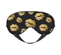 Masque de sommeil doux et respirant avec imprimé lèvres dorées, blocage de la lumière, sangle réglable, masque de sommeil pour voyage, travail de nuit, bureau