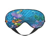 Masque de sommeil doux et respirant avec imprimé tortue de mer, poisson tropical, étoile de mer, blocage de la lumière, sangle réglable, masque de sommeil pour voyage, travail de nuit, bureau