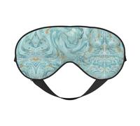 Masque de sommeil doux et respirant, bleu sarcelle et feuille d'or à motif marbré à l'huile, blocage de la lumière, sangle réglable, masque de sommeil pour voyage, travail de nuit, bureau