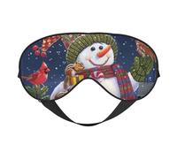 Masque de sommeil doux et respirant en carton imprimé bonhomme de neige, blocage de la lumière, sangle réglable, masque de sommeil pour voyage, travail de nuit, bureau