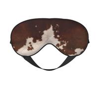 Masque de sommeil doux et respirant en peau de vache rouge marron avec imprimé - Blocage de la lumière, sangle réglable, masque de sommeil pour voyage, travail de nuit, bureau