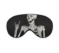 Masque de sommeil doux pour homme, motif crâne gothique Halloween, squelette mignon et drôle, sangle réglable pour voyage en avion