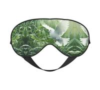Masque de sommeil doux pour les yeux avec sangle réglable et imprimé herbe et colombe pour les voyages en avion, yoga, sieste et méditation