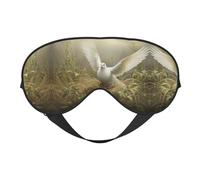 Masque de sommeil doux pour les yeux avec sangle réglable et imprimé herbe et colombe pour les voyages en avion, yoga, sieste et méditation