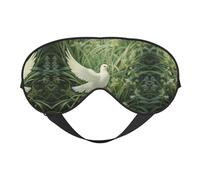 Masque de sommeil doux pour les yeux avec sangle réglable et imprimé herbe et colombe pour les voyages en avion, yoga, sieste et méditation