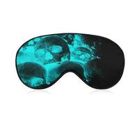 Masque de sommeil drôle crâne bleu masque pour les yeux en soie avec sangle réglable masque de couverture pour les yeux de sommeil pour femmes hommes voyage, sieste, méditation