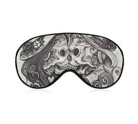Masque de sommeil drôle pour femmes hommes, Art Love Skull Day of The Dead Soft Masque pour les yeux pour dormir Sangle élastique réglable Blackout Sleep Cover Eye Shade for Travel Sleeping Nap