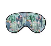 Masque de sommeil drôle pour femmes hommes, beau pastel vintage cactus succulents doux bandeau masque pour les yeux pour dormir sangle élastique réglable occultant sommeil couverture ombre pour les