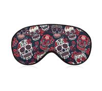 Masque de sommeil drôle pour femmes hommes, Dia De Los Muertos Tête de mort fleur fleur doux bandeau masque pour les yeux pour dormir sangle élastique réglable occultant sommeil couverture ombre pou