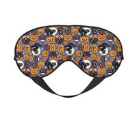 Masque de sommeil effrayant avec chats et citrouilles d'Halloween, masques de sommeil double face, masques de sommeil pour homme et femme, couvre-yeux occultants pour dormir, voyage