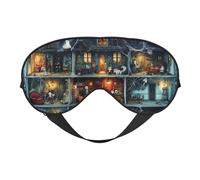 Masque de sommeil effrayant pour Halloween pour maison de poupée, masques pour les yeux pour le sommeil double face, masques de sommeil pour homme et femme, couvre-yeux occultants pour dormir, voyage