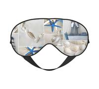 Masque de sommeil élégant avec imprimé étoile de mer et phare - Sangle réglable - Pour homme et femme - Pour la sieste de voyage