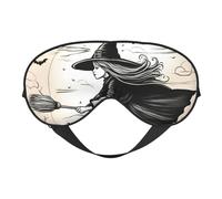 Masque de sommeil élégant avec imprimé sorcière volante pour Halloween, sangle réglable, pour homme et femme, voyage, sieste nocturne