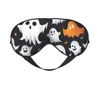 Masque de sommeil élégant avec motif fantôme blanc mignon pour Halloween, sangle réglable pour hommes et femmes, voyage, sieste nocturne
