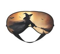 Masque de sommeil élégant avec sangle réglable pour homme et femme Motif sorcière volante Halloween