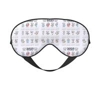 Masque de sommeil éléphant calendrier annuel 2025, masque de nuit, bandeau pour les yeux, cache-yeux doux sans pression avec sangle élastique pour voyage, bureau, sieste, yoga