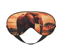 Masque de sommeil éléphant coucher de soleil pour homme et femme - Masque pour les yeux double face avec sangle réglable, doux au toucher soyeux, bloque la lumière et respirant, pour voyage, sieste