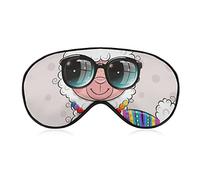 Masque de sommeil en alpaga de dessin animé mignon bandeau animal drôle pour dormir couvre-masque pour les yeux occultant élastique pour une nuit complète de voyage et de sieste