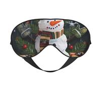 Masque de sommeil en carton imprimé bonhomme de neige pour homme et femme - Impression double face - En soie douce