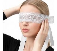 Masque de sommeil en dentelle - Bandeau pour femme - Bandeau élastique en dentelle - Masque de bal masqué pour adultes - Blanc