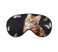 Masque de sommeil en forme de chat et papillon pour homme et femme avec sangle réglable - Doux et respirant - Occultant - Antidérapant - Essentiels de voyage