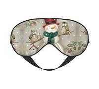 Masque de sommeil en forme de hibou debout sur un bonhomme de neige confortable pour dormir, masque de sommeil bloquant la lumière avec sangle réglable