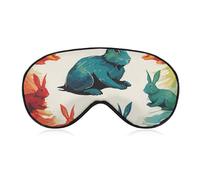 Masque de sommeil en forme de lapin arc-en-ciel doux et confortable avec sangle réglable pour homme, femme, travail, voyage