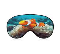 Masque de sommeil en forme de poisson clown doux et confortable, masque rembourré pour les yeux avec bande réglable pour un repos profond, voyage, travail