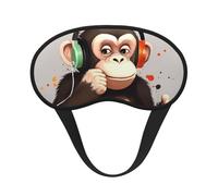 Masque de sommeil en forme de singe musical pour dormir sur le côté, masque de nuit bloquant la lumière pour les yeux pour homme et femme, doux et confortable pour les voyages, la sieste
