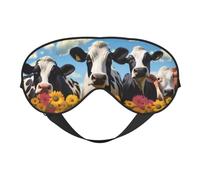 Masque de sommeil en forme de vache noire et blanche pour homme et femme - Masque pour les yeux double face avec sangle réglable, doux au toucher soyeux, bloque la lumière et respirant, pour voyage
