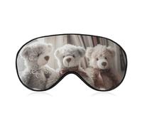 Masque de sommeil en forme d'ours assis sur une étagère avec sangle réglable, confortable et doux pour bloquer la lumière, léger et respirant pour homme et femme