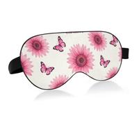 Masque de sommeil en nylon doux pour la peau pour l'été quotidien | Masque de sieste en coton doux rembourré - Tissu frais - Longue distance - Voyage - Rose pâle - Tournesol