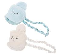 Masque de Sommeil en Peluche Lapin 2 Pièces, Bleu, pour Garçon et Filles | Cache-œil Doux Lavable, Bloque la Lumière Gênante, Soulage la Pression, Aide à Dormir, Style Mignon