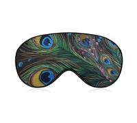 Masque de sommeil en plumes de paon pour homme et femme avec sangle réglable - Masque occultant doux et respirant - Antidérapant - Essentiels de voyage