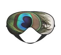 Masque de sommeil en plumes de paon pour homme et femme - Masque pour les yeux double face avec sangle réglable, doux au toucher soyeux, bloque la lumière et respirant pour voyage, sieste, travail de