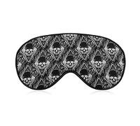 Masque de sommeil en polyester compatible avec les fleurs de pivoine noire et les crânes morts Masque de sommeil bloquant la lumière, masques de nuit doux et confortables pour hommes, femmes, voyage