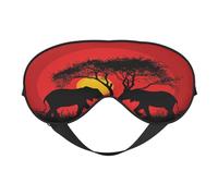 Masque de sommeil en polyester et élasthanne pour homme et femme - Masque réglable en soie avec impression double face - Éléphant d'Afrique - Coucher de soleil - Respirant - Occultant - Pour dormir