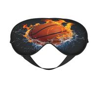 Masque de sommeil en polyester et élasthanne pour homme et femme - Masque réglable en soie avec impression double face - Motif basket-ball - Eau de feu - Respirant - Occultant - Pour dormir, voyage