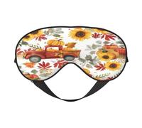Masque de sommeil en polyester et élasthanne pour homme et femme - Masque réglable en soie avec impression double face - Moisson, citrouille, tournesol, respirant et occultant pour dormir, voyage
