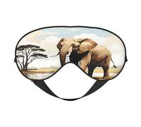 Masque de sommeil en polyester et élasthanne pour homme et femme - Masque réglable en soie avec impression double face - Éléphant d'Afrique - Bandeau occultant respirant pour dormir, voyage, quart de