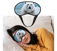 Masque de sommeil en satin doux avec motif ours polaire blanc et animal cool, avec sangle élastique, idéal pour les voyages et la sieste, idéal pour les femmes et les hommes
