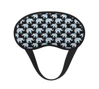 Masque de sommeil en satin doux avec sangle élastique pour homme et femme Motif éléphant Bleu Noir