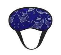 Masque de sommeil en satin doux avec sangle élastique pour homme et femme Motif raie manta et poisson