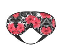 Masque de sommeil en satin imprimé hibiscus rouge et masque pour les yeux | Masques de sommeil profond pour homme et femme | Masque de sommeil doux pour nourrir la peau