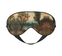 Masque de sommeil en satin imprimé paysage de lac et masque pour les yeux | Masques de sommeil profond pour homme et femme | Masque de sommeil doux pour nourrir la peau