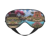 Masque de sommeil en satin imprimé paysage de printemps chaud et masque pour les yeux | Masques de sommeil profond pour homme et femme | Masque de sommeil doux pour nourrir la peau