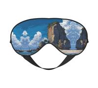 Masque de sommeil en satin imprimé paysage d'île et masque pour les yeux | Masques de sommeil profond pour homme et femme | Masque de sommeil doux pour nourrir la peau