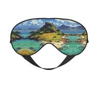 Masque de sommeil en satin imprimé paysage d'île et masque pour les yeux | Masques de sommeil profond pour homme et femme | Masque de sommeil doux pour nourrir la peau